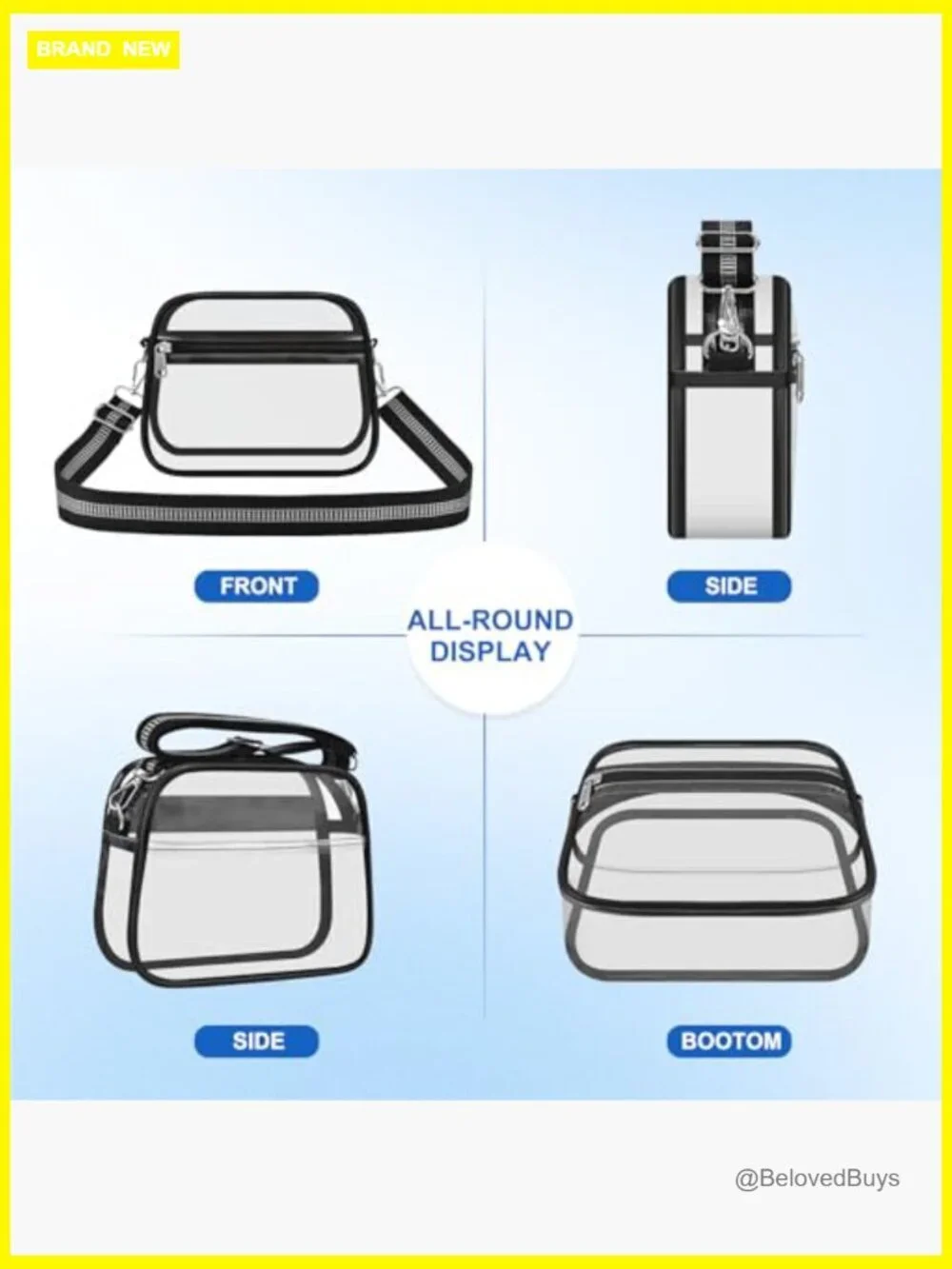 Stadium Approved Clear Crossbody Bag with Adjustable Strap
